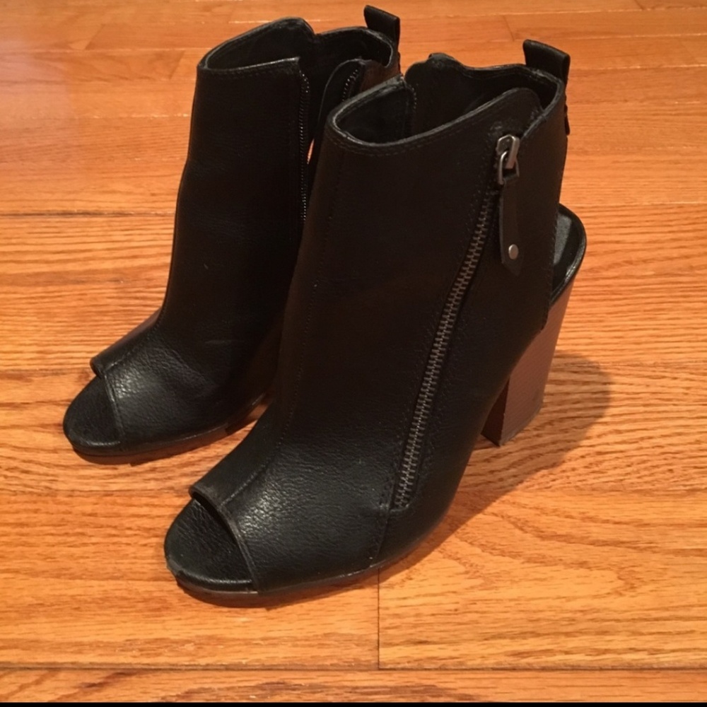 Black Open-Toed Heeled Booties